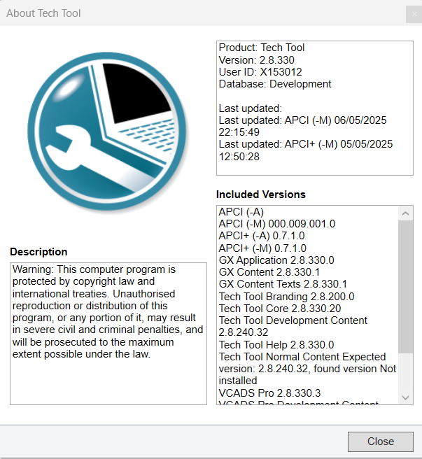Tech Tool v2.8.331 APCI 0.7.1.0 Developer